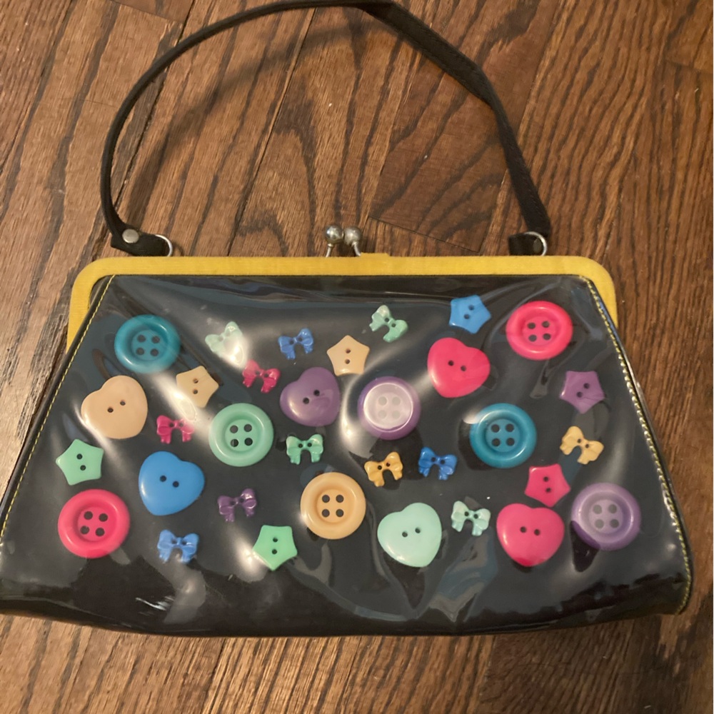 Cupcake Cult Colorful Button-Embellished Black Handbag
